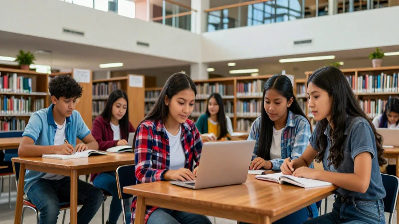 Estudiantes mexicanos colaboran en una biblioteca moderna