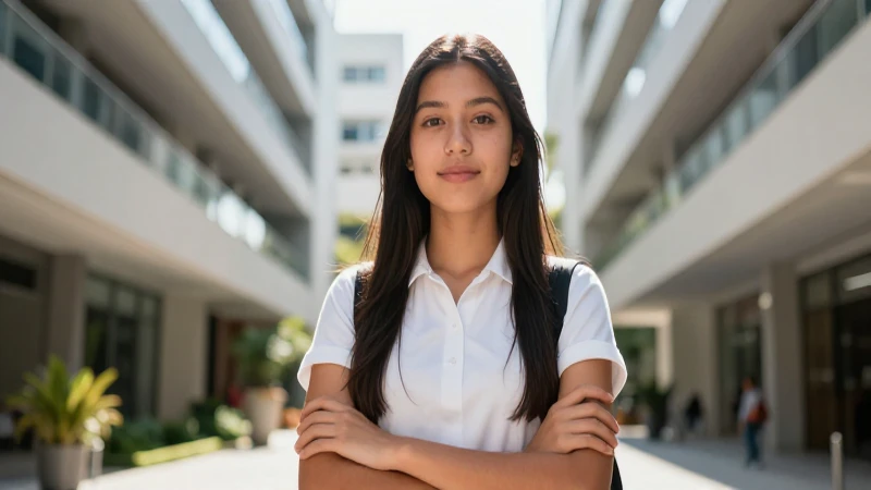 Estudiante mexicano exitoso en entorno moderno