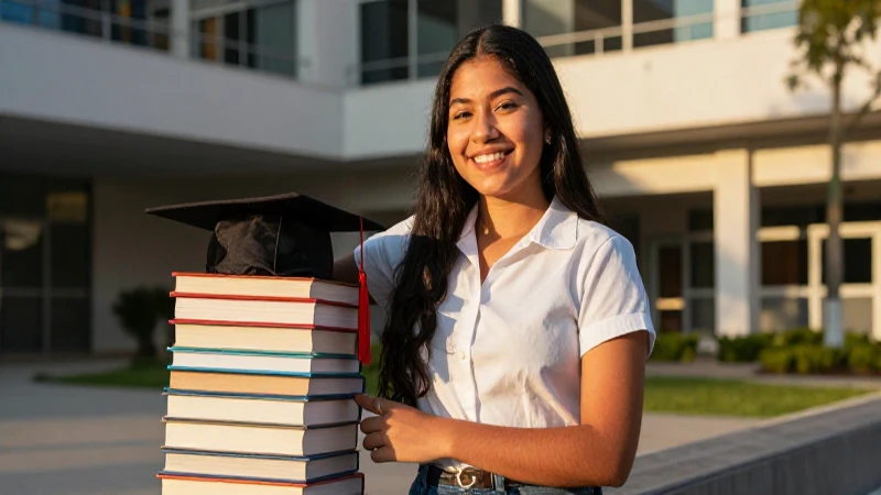 Retrato cinemático de estudiante mexicano sonriendo