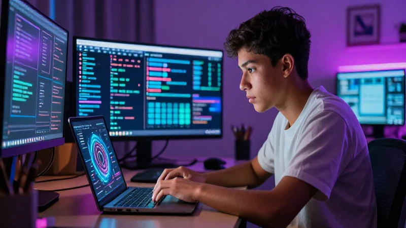 Estudiante mexicano aprende con laptop moderna