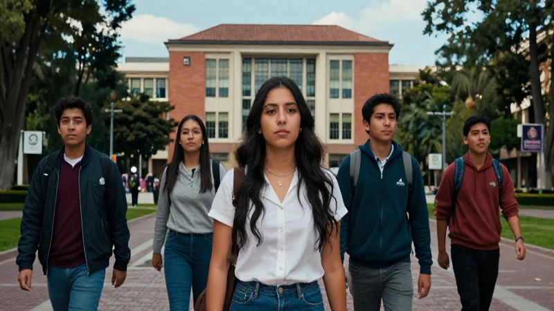 Estudiantes mexicanos en UNAM vibrante y moderno