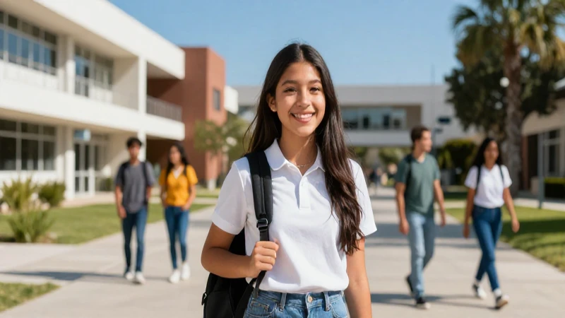 Estudiante mexicano exitoso sonríe en campus
