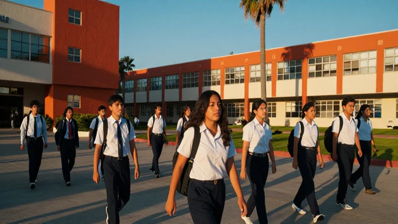 Estudiantes mexicanos celebrando éxito escolar en campus vibrante