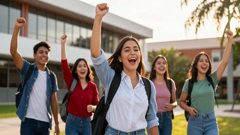 Estudiantes mexicanos celebran éxito en campus vibrante