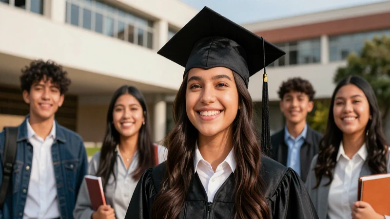 Joven mexicano sonriente con toga en universidad