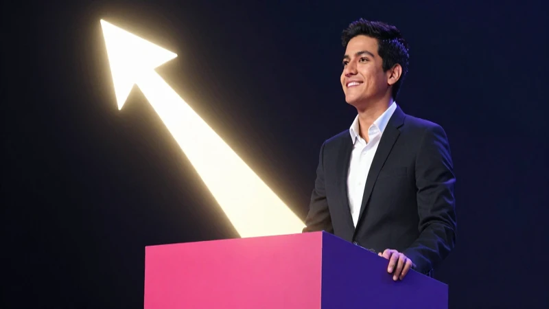 Joven mexicano optimista triunfa sobre un podio vibrante