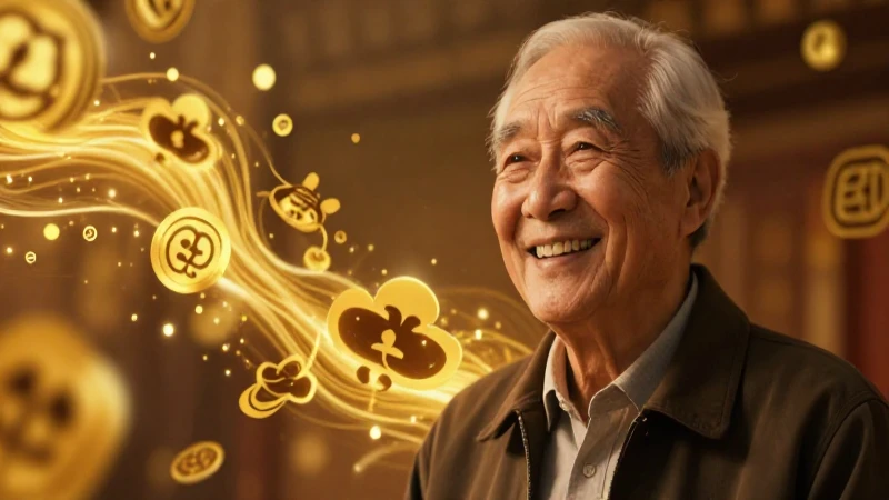 Viejo sonriente y dorado símbolo de prosperidad