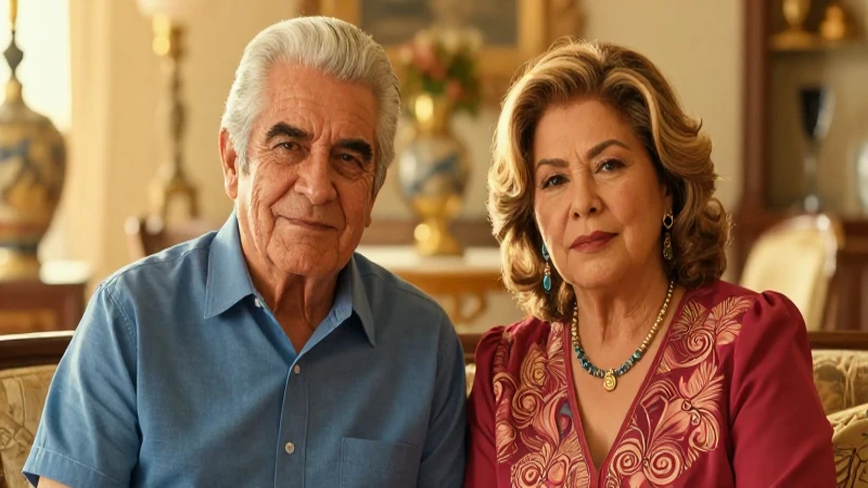 Pareja mexicana mayor elegante en atardecer