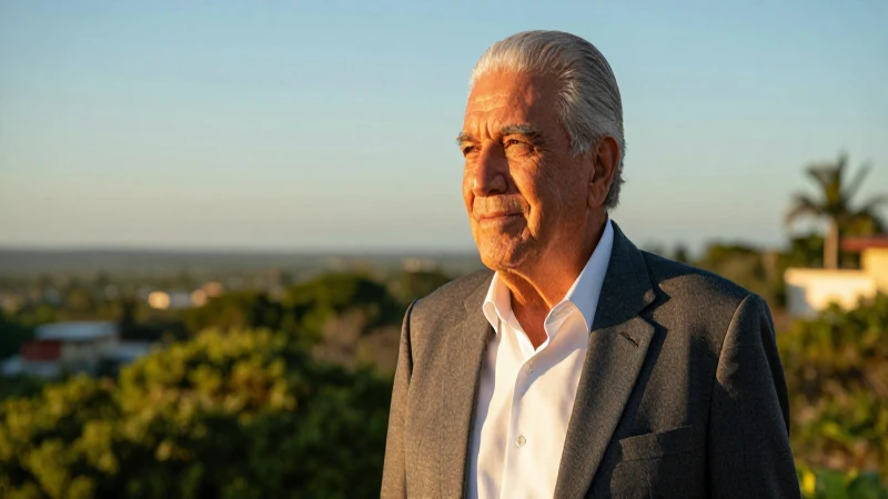 Jubilado mexicano seguro en paisaje dorado