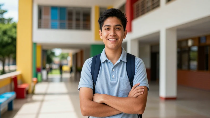Estudiante mexicana exitosa en un campus vibrante