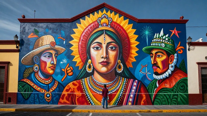 Mural vibrante de Matehuala y su admirador