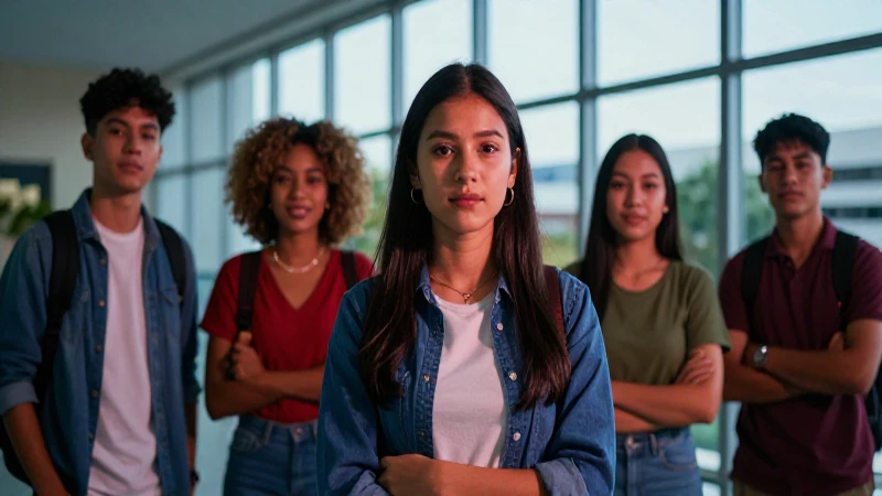 Estudiantes mexicanos modernos en campus vibrante