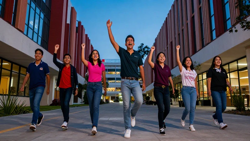 Estudiantes mexicanos exitosos en campus vibrante