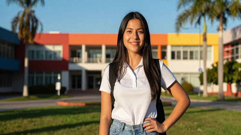 Estudiante mexicano seguro en campus académico