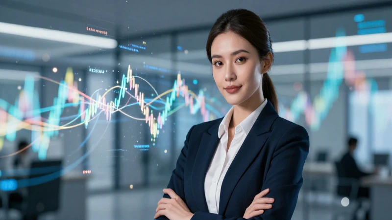 Mujer profesional moderna en un ambiente financiero sofisticado