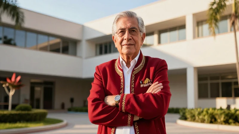 Retrato mexicano orgulloso en entorno universitario
