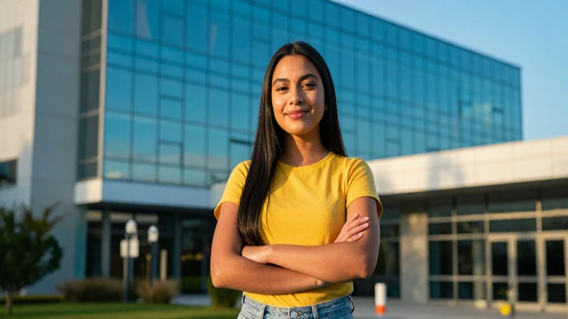 Joven estudiante mexicano en campus moderno al atardecer