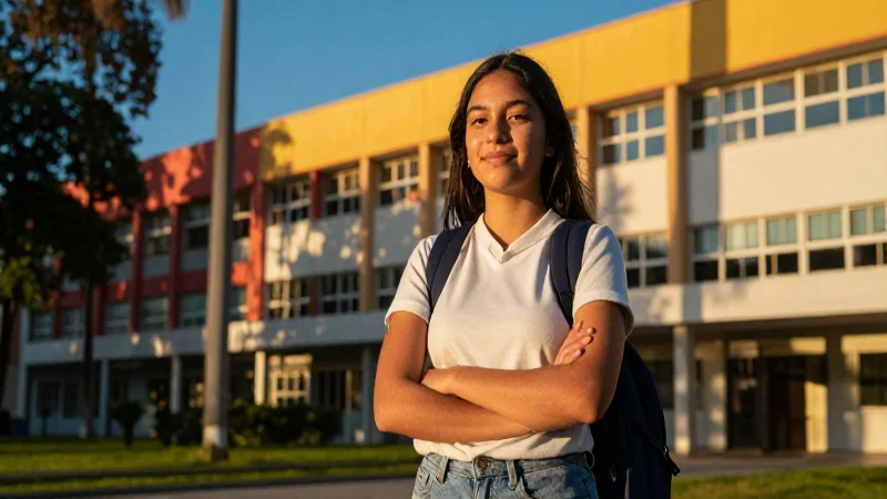 Joven estudiante mexicano en campus universitario