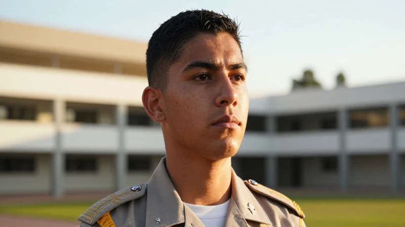 Cadete mexicano determinado en la academia