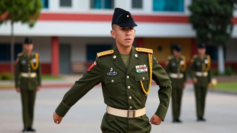 Joven alumno militar mexicano en la academia