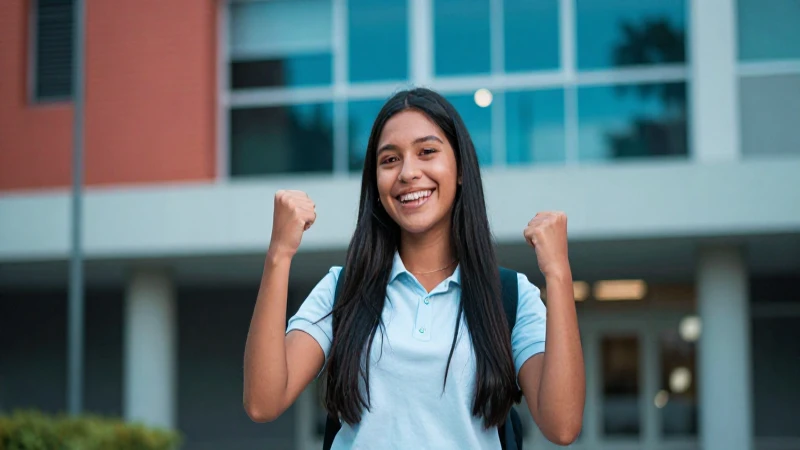Cuál es el proceso de inscripción para el Bono 4 Joven estudiante mexicano celebra éxito académico en campus moderno