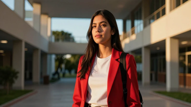 Joven mexicano en campus con luz dorada