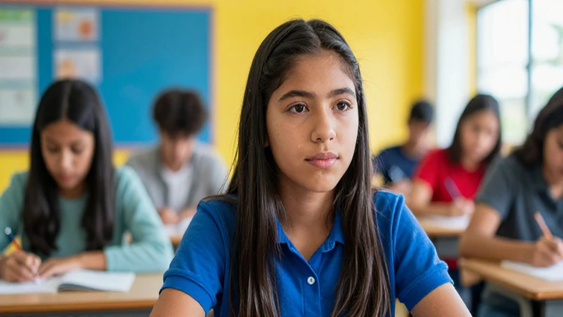 Joven mexicano decidido en aula moderna