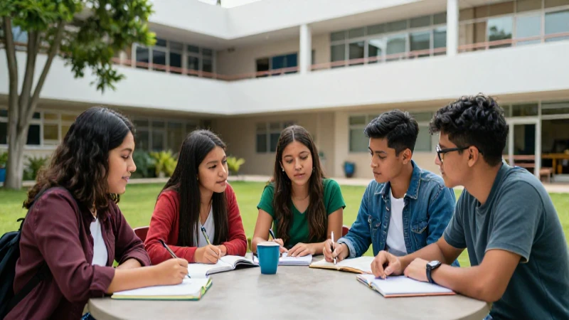 Estudiantes mexicanos modernos en un campus vibrante