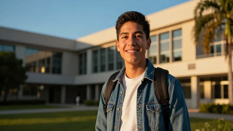 Retrato aspiracional de estudiante mexicano en campus
