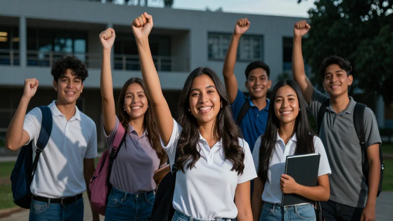 Mexican estudiantes celebrando su éxito académico