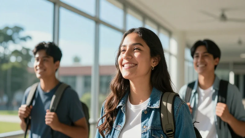 Estudiante mexicano ambicioso bajo luz universitaria