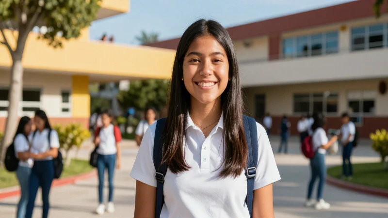 Alegría educativa en campus mexicano moderno