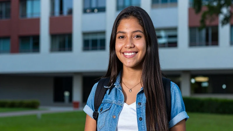 Joven mexicana brillante en el campus universitario