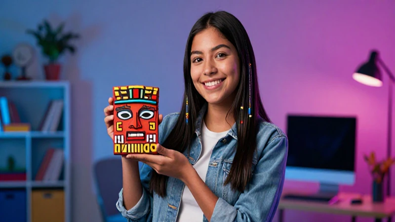 Estudiante mexicano vibrante con arte cultural