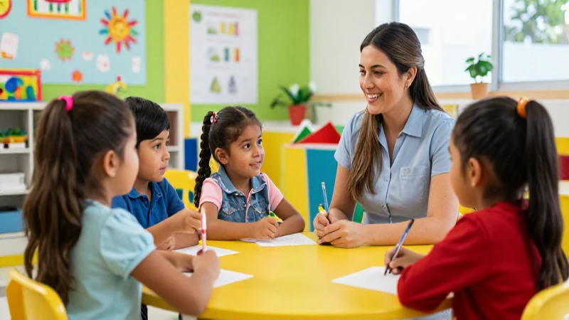 Cuál es el nombre de los profesionales que cuidan niños en guarderías 13 Niños mexicanos felices aprendiendo en aula moderna