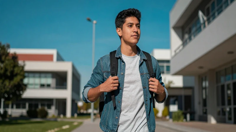 Joven estudiante mexicano dinámico en campus