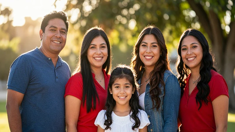 Familia mexicana feliz con luz vibrante