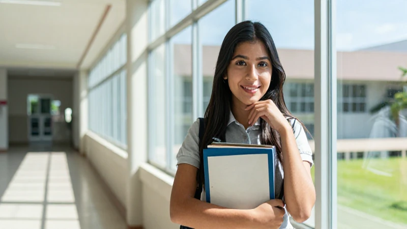 Joven estudiante mexicano en campus universitario