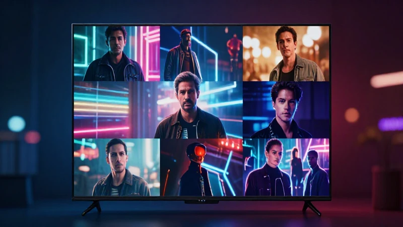 Pantalla de TV vibrante con estética cinematográfica