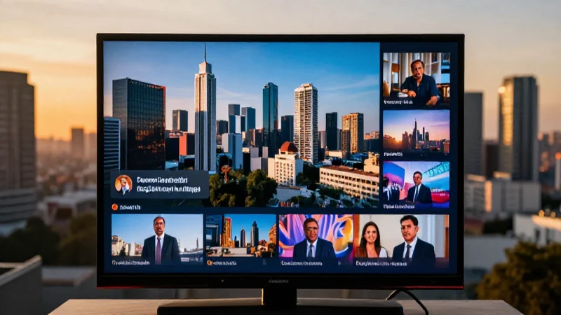 Pantalla vibrante de TV con el skyline de la Ciudad de México