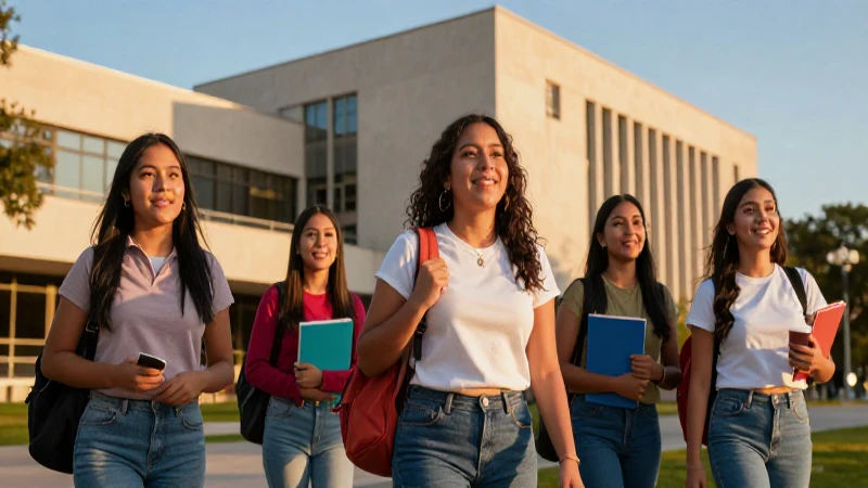 Estudiante mexicana exitosa en campus vibrante