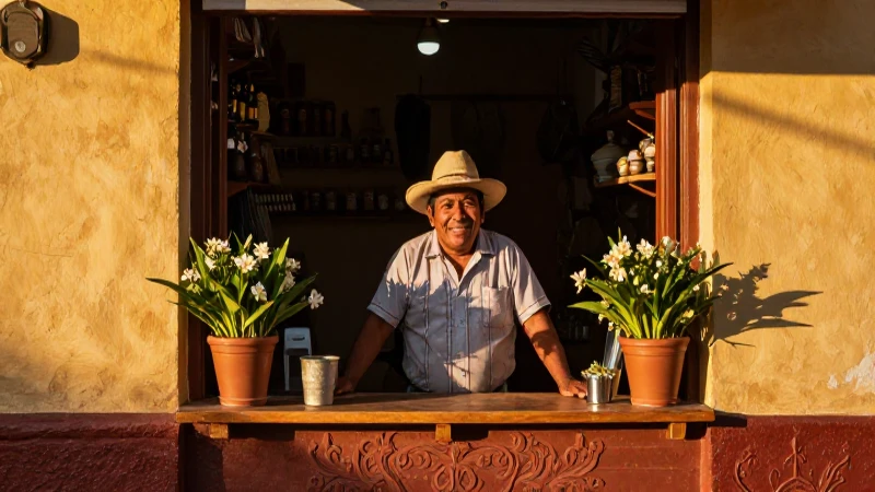 Emprendedor mexicano con luz dorada