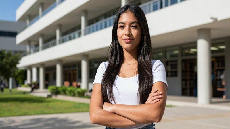 Joven mexicana exitosa en el campus universitario