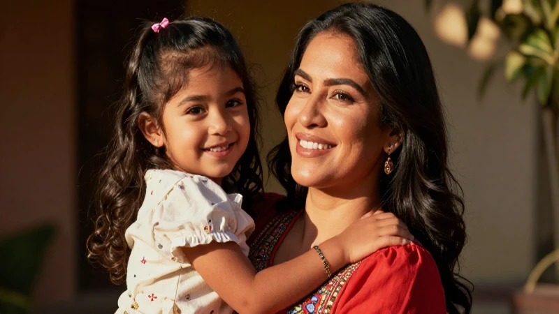 Madre mexicana feliz, confiante con su hijo