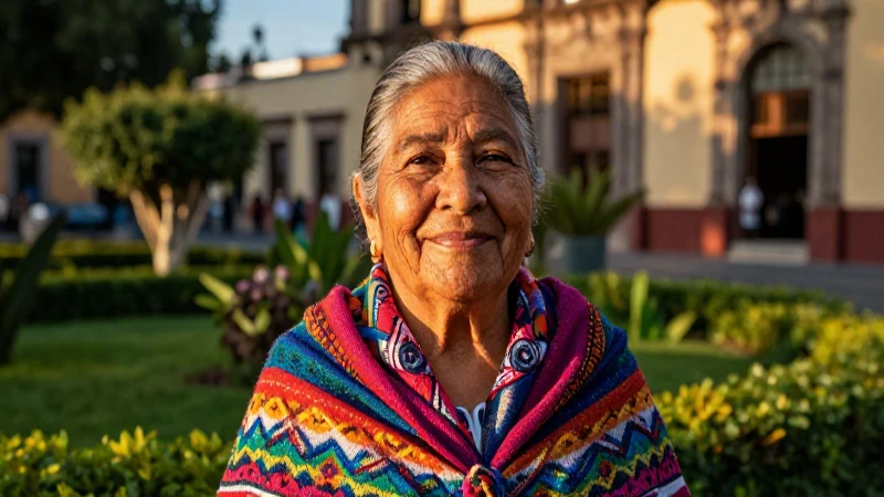 Retrato vibrante de anciana mexicana