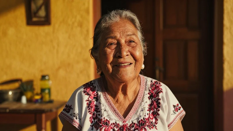 Mujer mexicana feliz con luz dorada