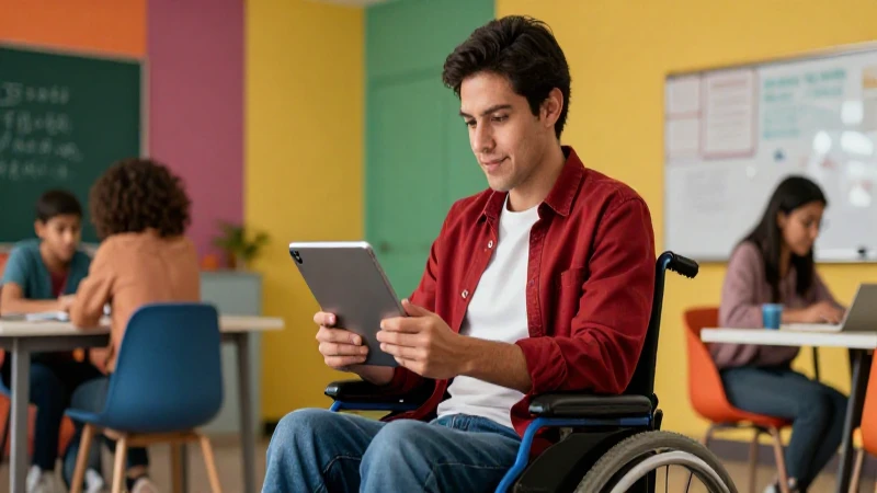 Joven mexicano con discapacidad en clase digital