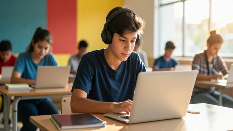 Estudiante mexicano moderno estudiando en laptop
