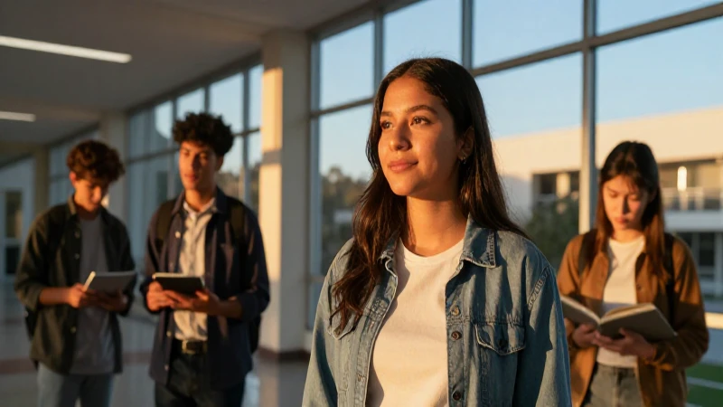 Estudiante mexicano optimista bajo luz dorada
