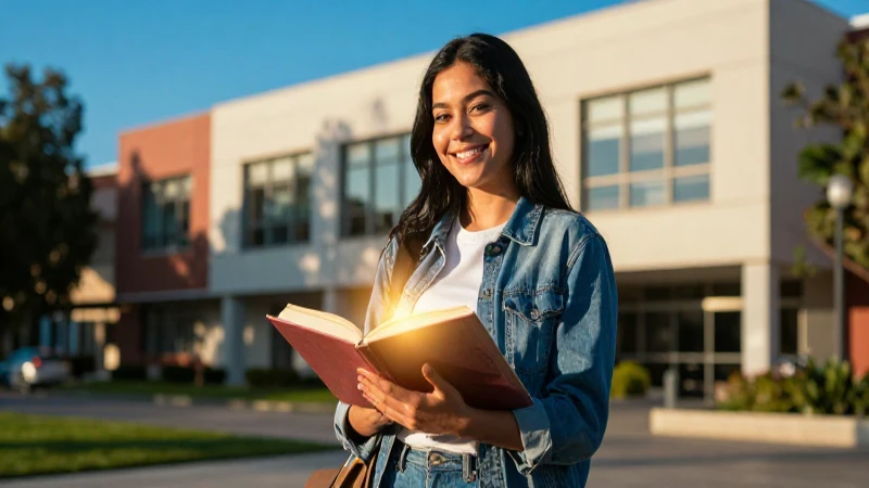 Estudiante mexicano con libro brillante